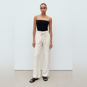 Mango Linen Women Pants